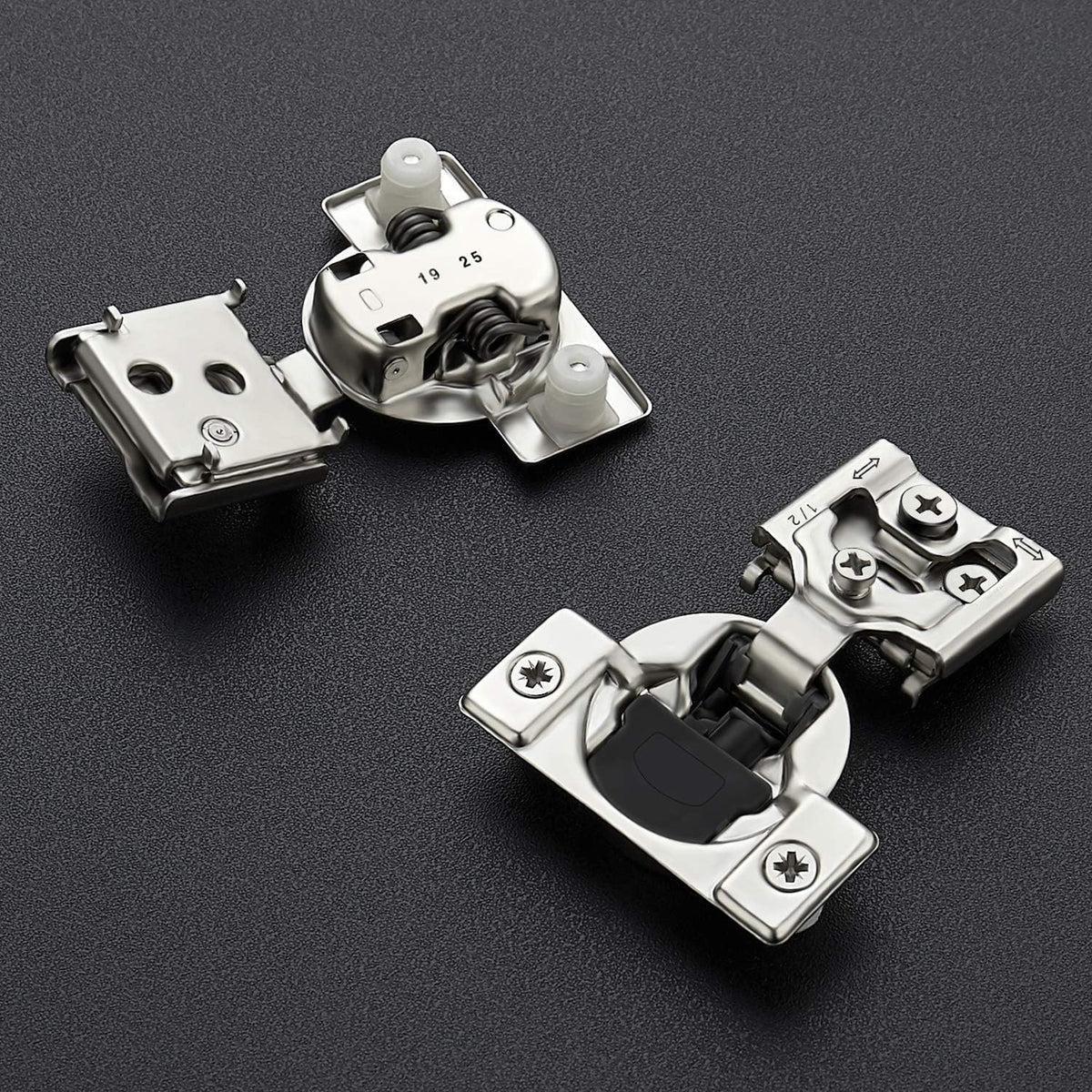 12 Pack 6 Pairs 1/2 inch Overlay Soft Close Hinges Satin Nickel Stainless Steel Concealed Hinge Z341158