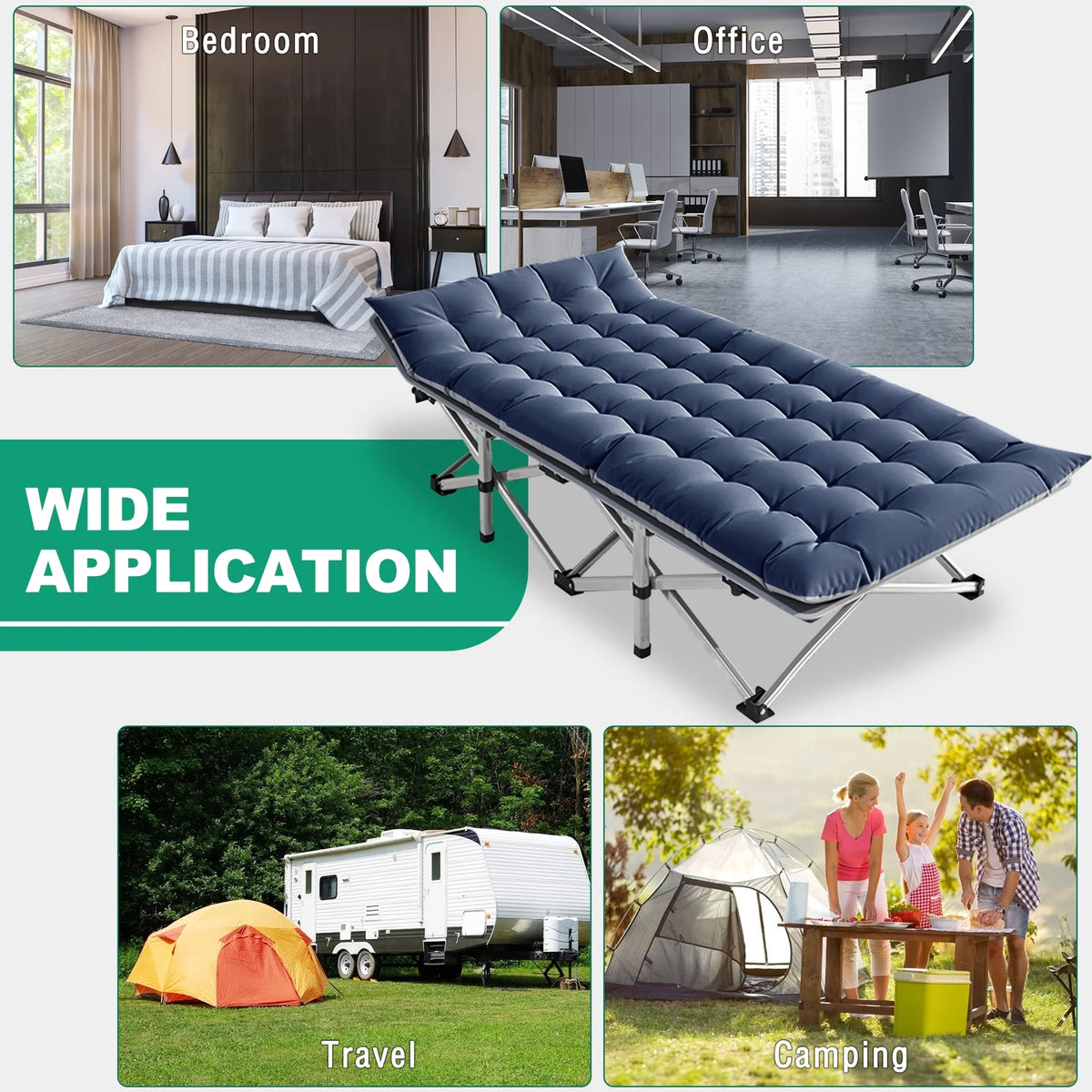 Folding Camping Cot with Mattress & Carry Bag E506