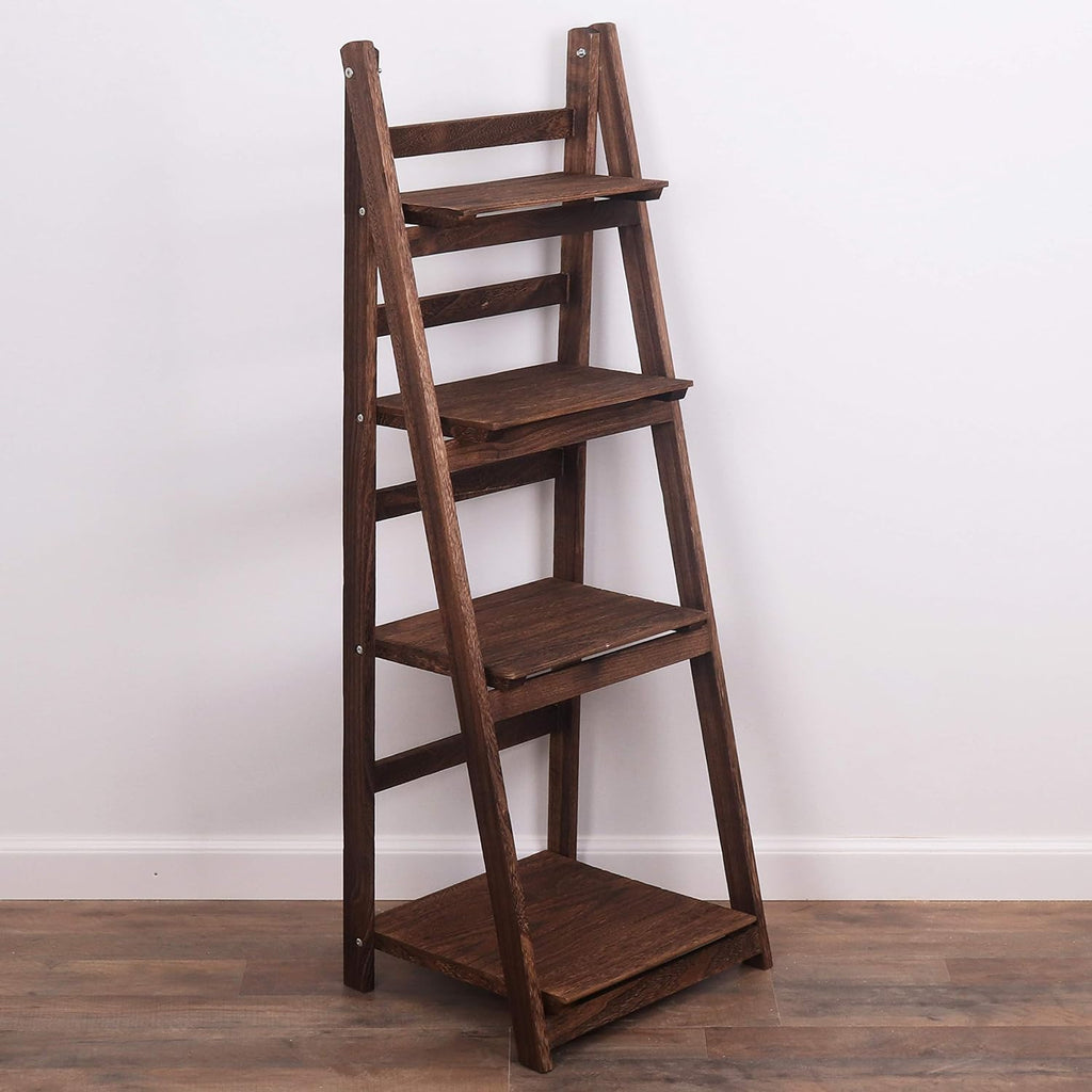 Distressed White Wooden Ladder Bookshelf X88406
