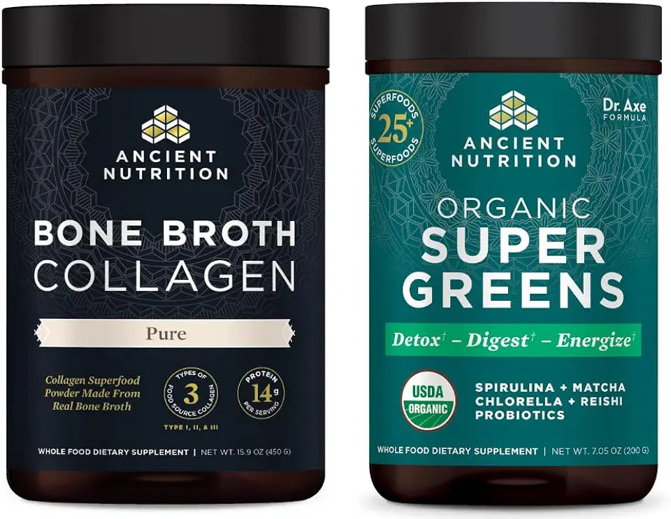 Bone Broth Collagen Powder and Organic Supergreens Powder P401384