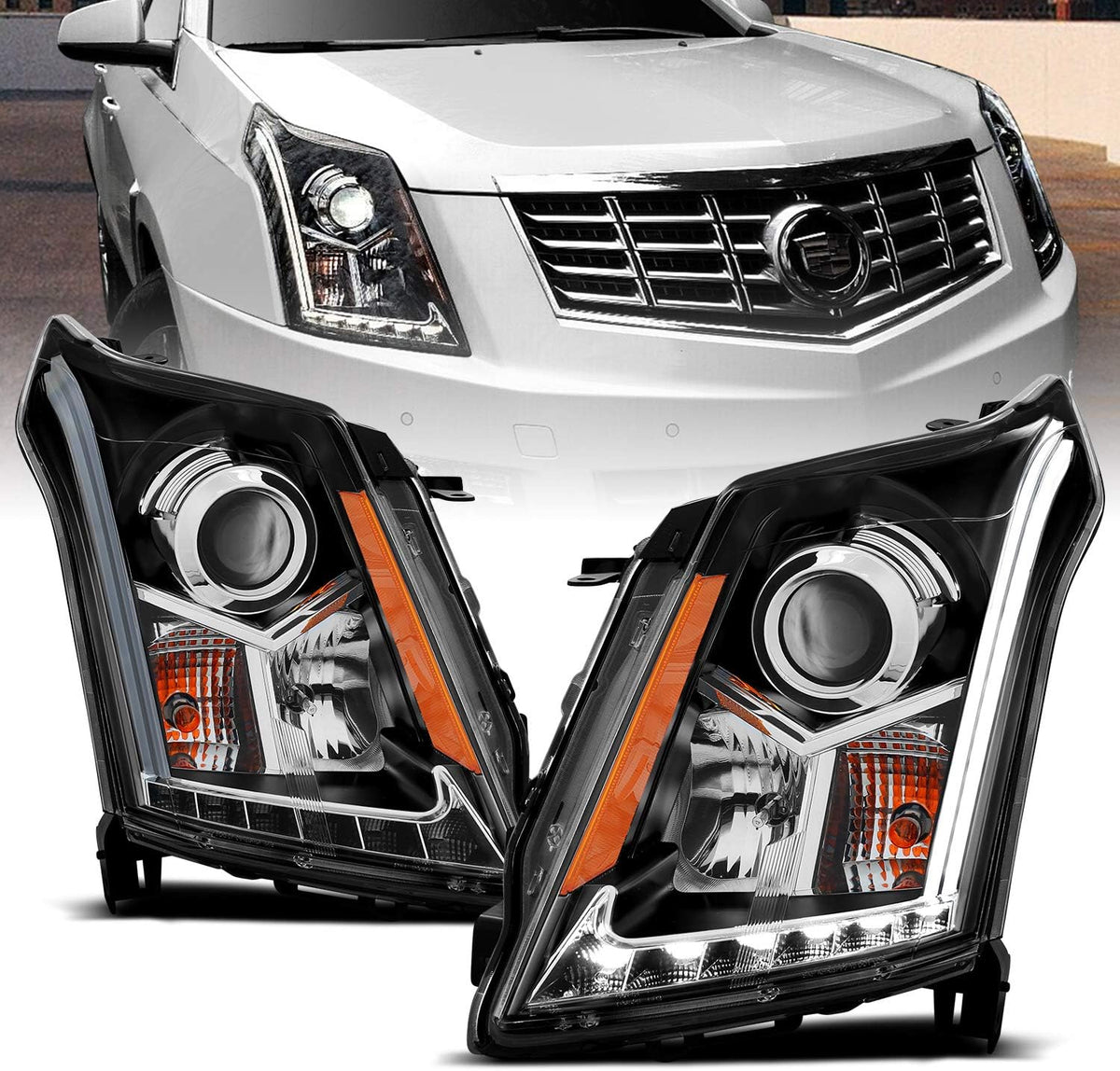 Black Projector Headlights LED Bar Set U466584