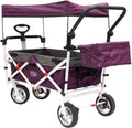 Collapsible Folding Wagon Stroller with Canopy (Purple) D71791
