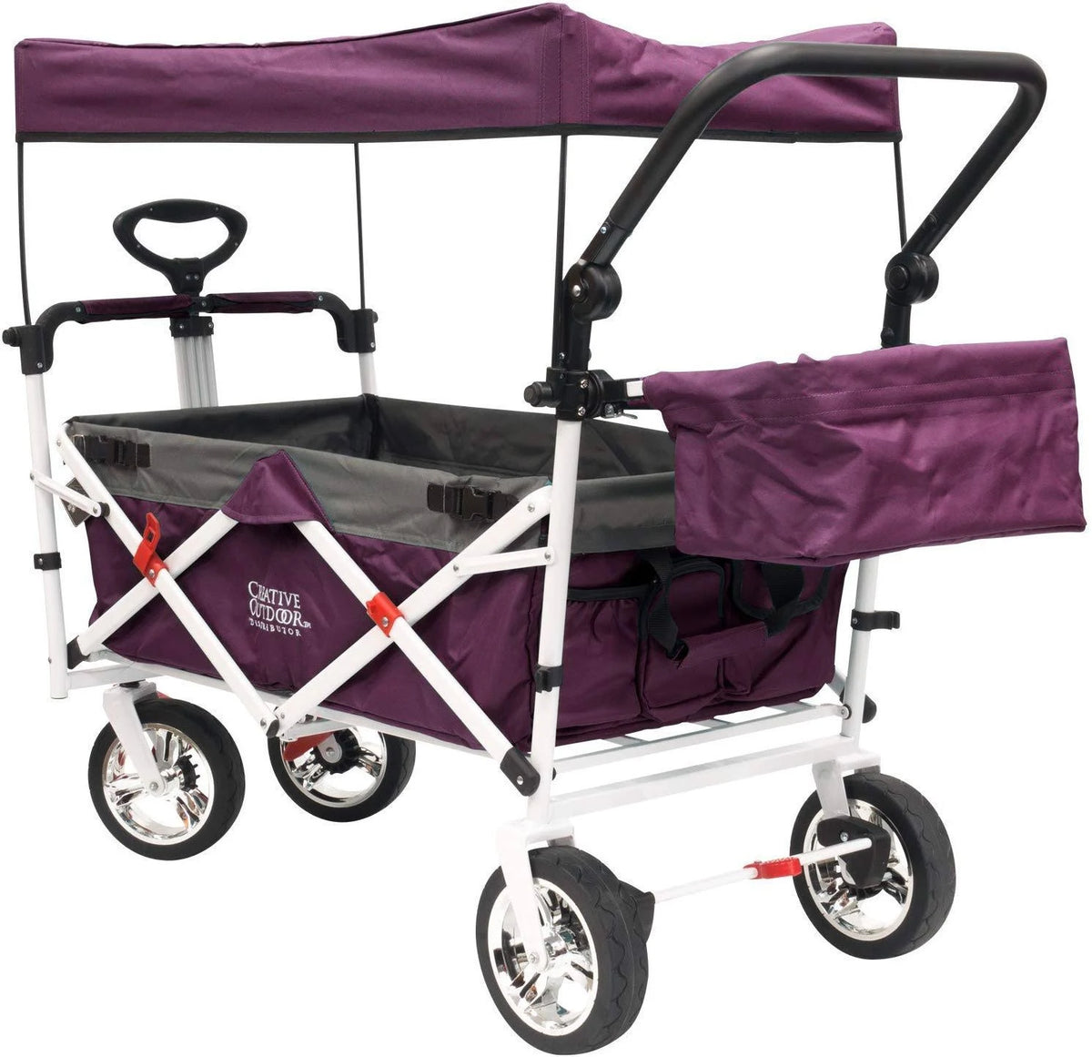 Collapsible Folding Wagon Stroller with Canopy (Purple) D71791