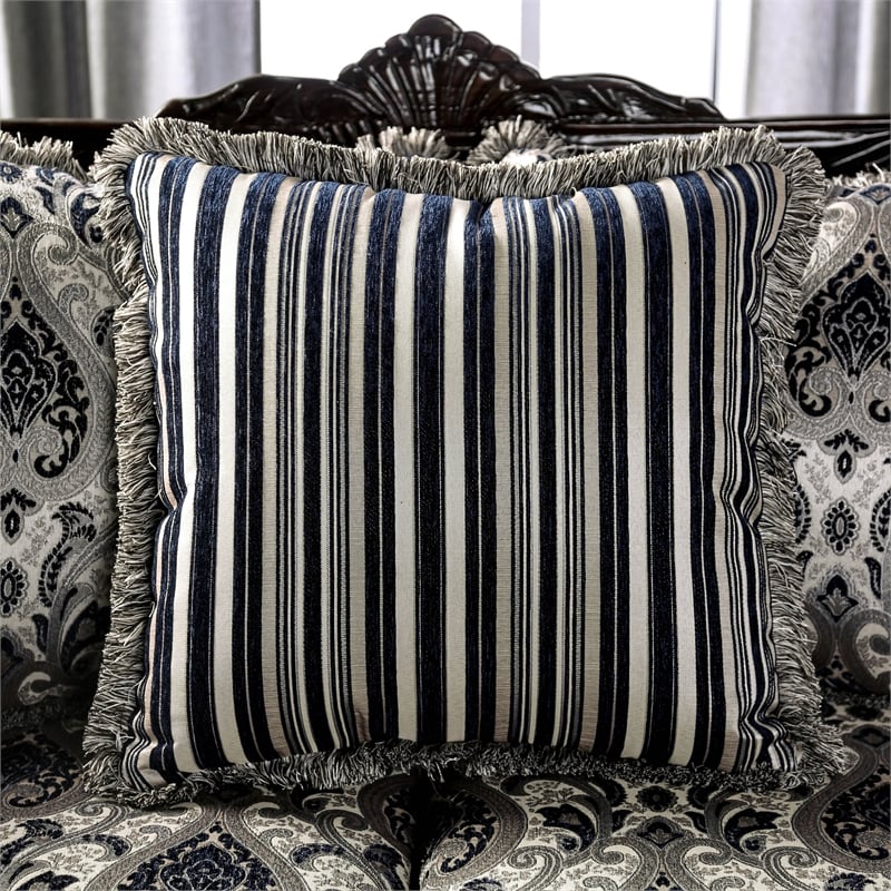 Chenille Upholstered Loveseat with Pillows in Silver N3918