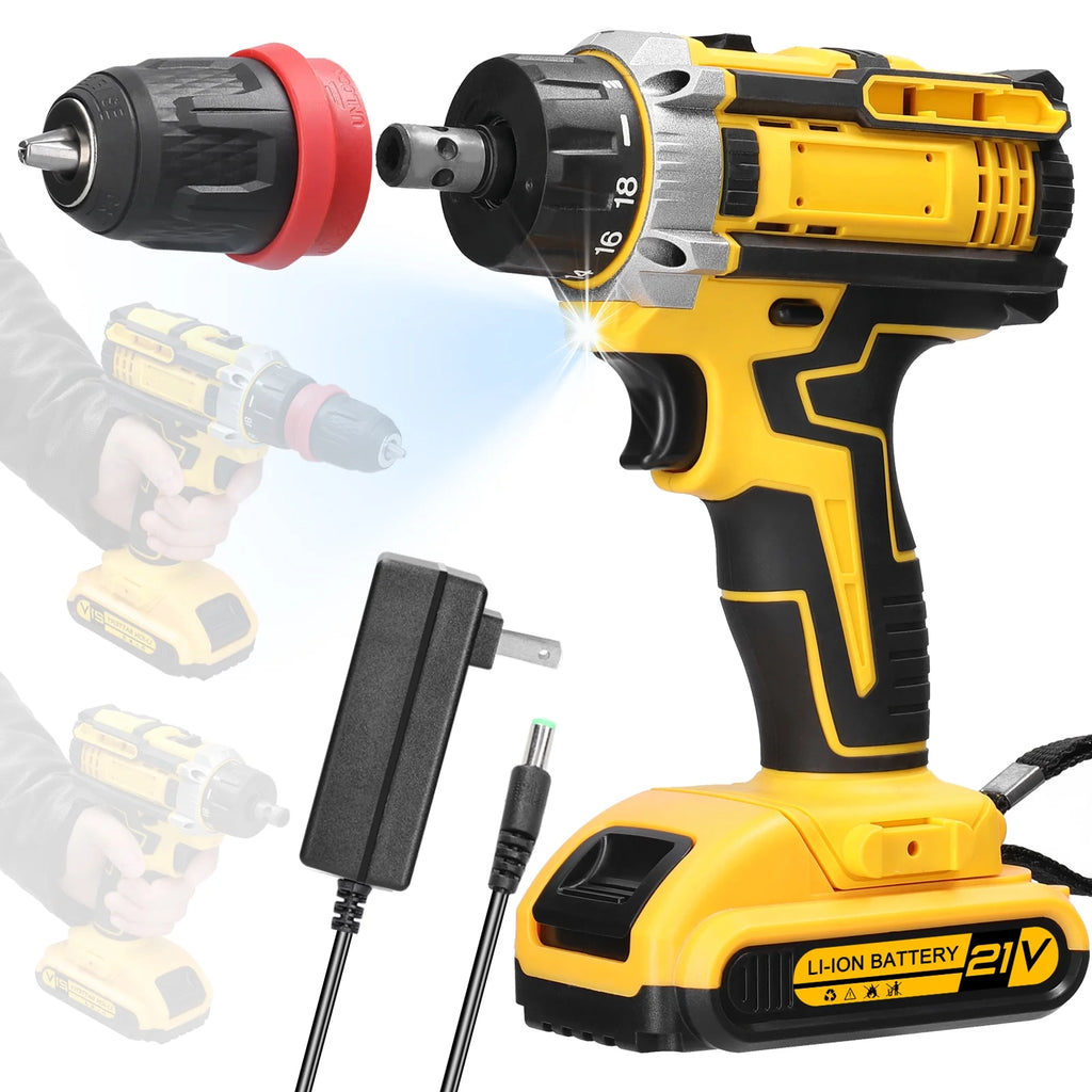 21V 2in1 Electric Screwdriver High Torque Brushed Motor X4053