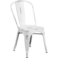 White Distressed Metal Stackable Chair N25698