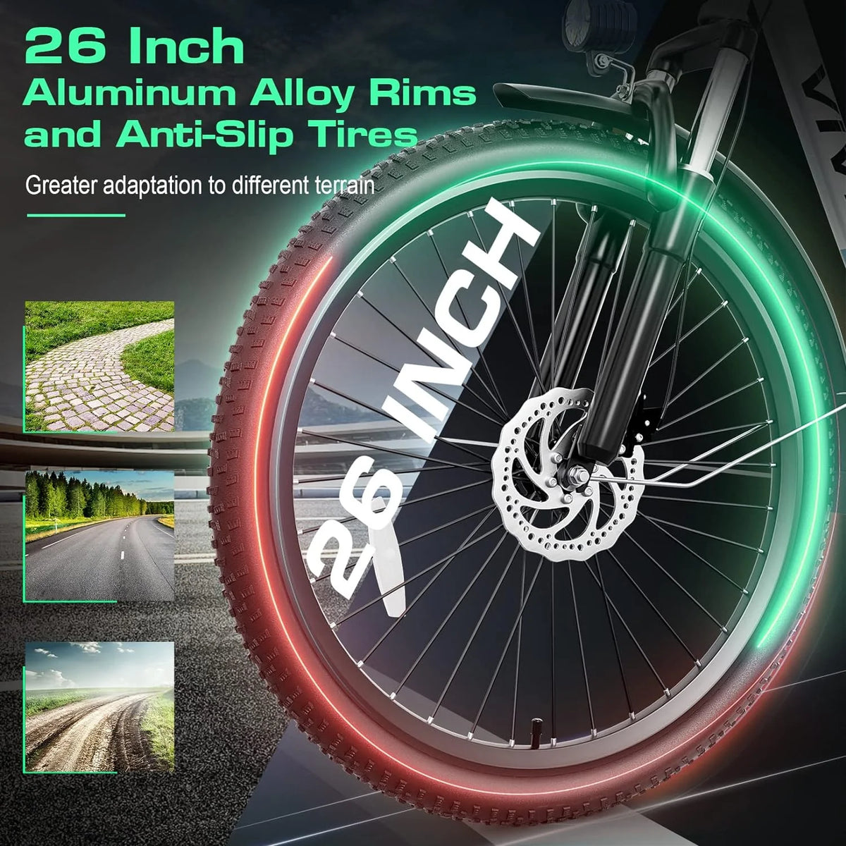 26'' 500W Electric Bike with 48V Removable Battery N54515