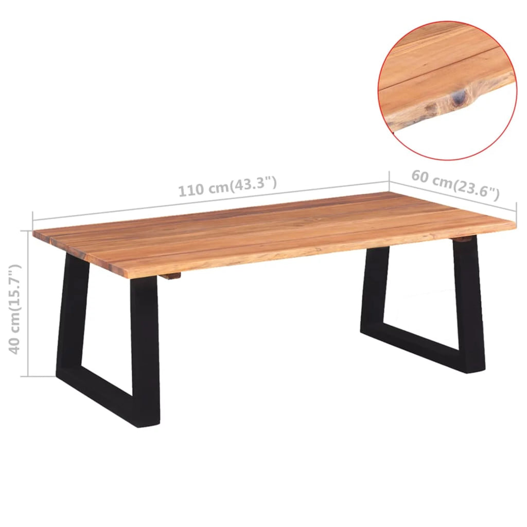 Acacia Wood Coffee Table with Metal Legs P59367