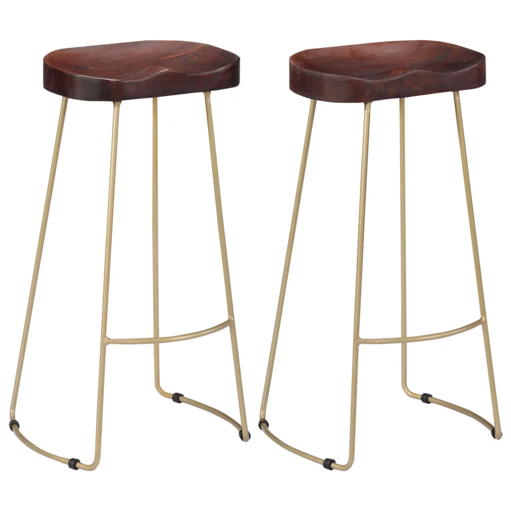 2 pcs Solid Mango Wood Bar Stools F235995