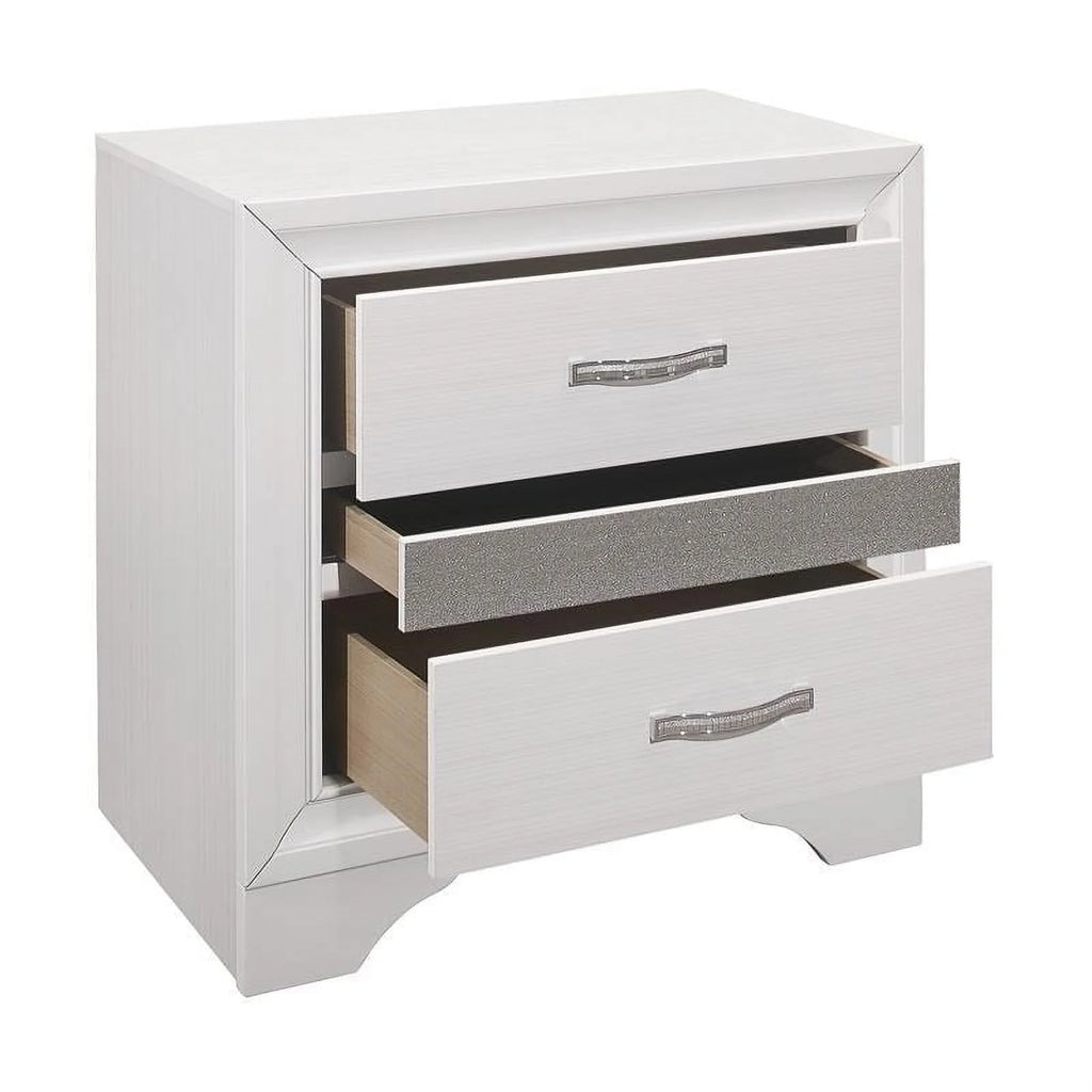 White 3 Drawer Wood Nightstand H5670