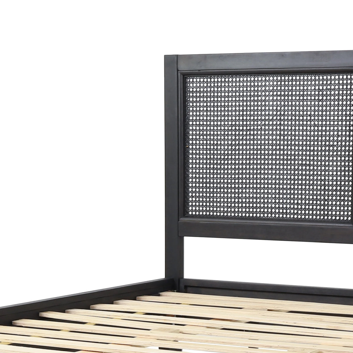 Acacia Wood and Rattan Queen Bed X56335