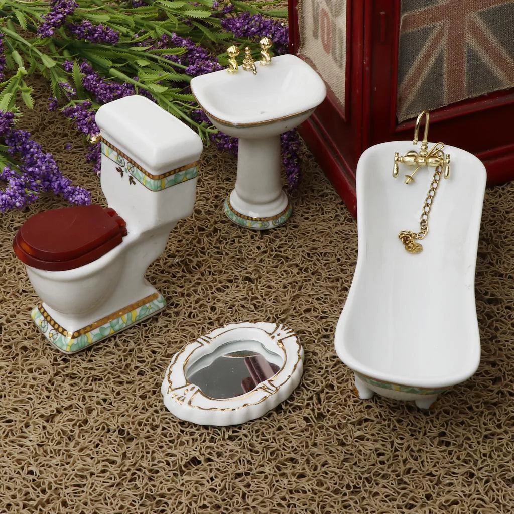 1/12 Scale Mini Furniture Bathtub Toilet Dolls House Accessory N38187