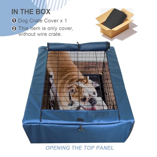 Dog Crate Cover Heavy Duty Polyester Pet Kennel Sunshade 42 inches Black Q558