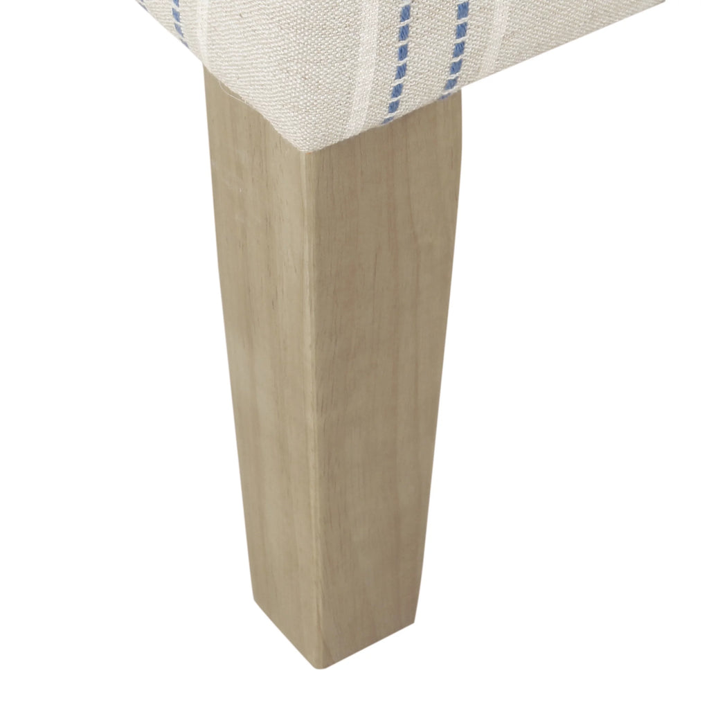 Blue and Off-White Striped Wingback Accent Chair D9775