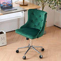 Olive Green Velvet Upholstered Adjustable Rolling Swivel Office Chair W673546
