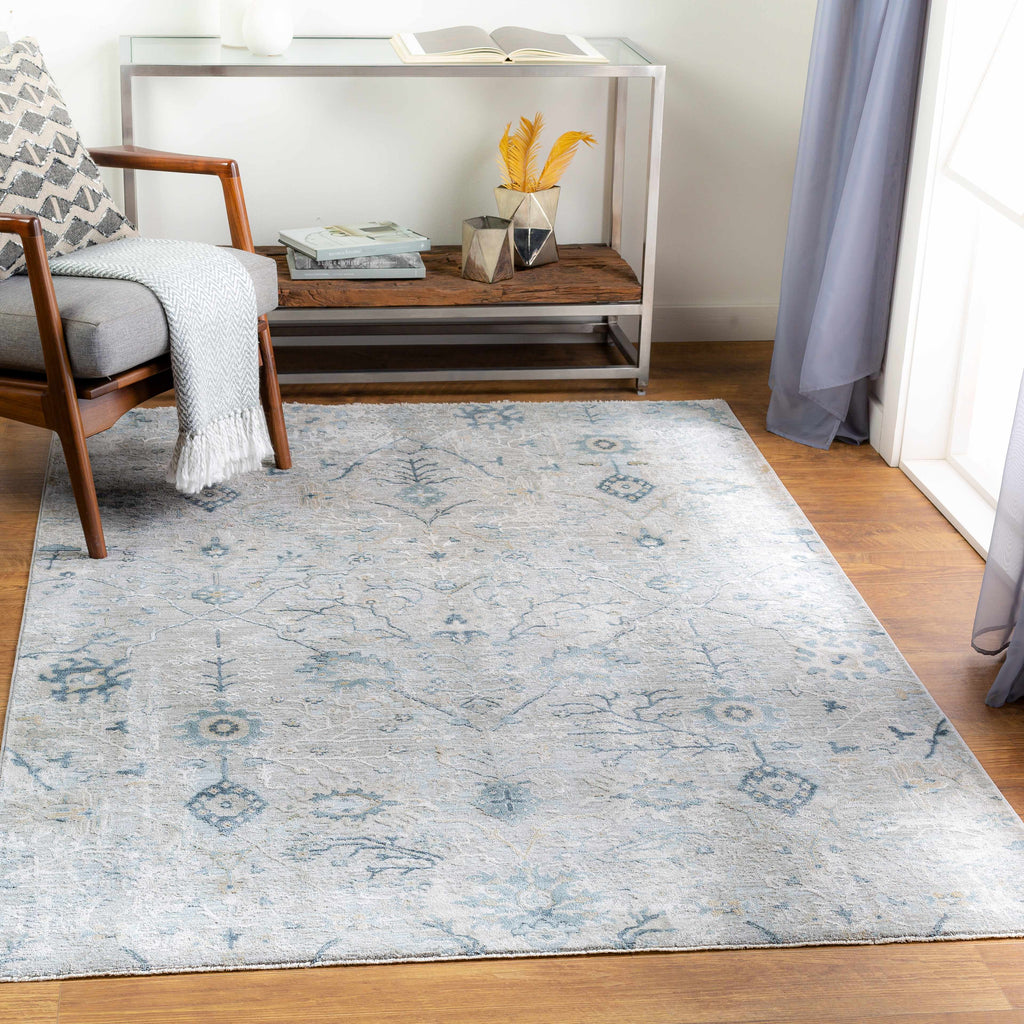 Blue Grey Beige 9' x 12' Area Rug X74835