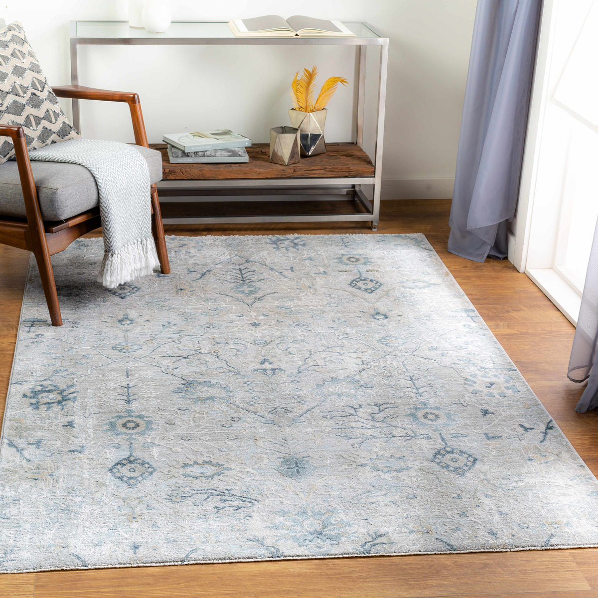 Blue Grey Beige 9' x 12' Area Rug X74835
