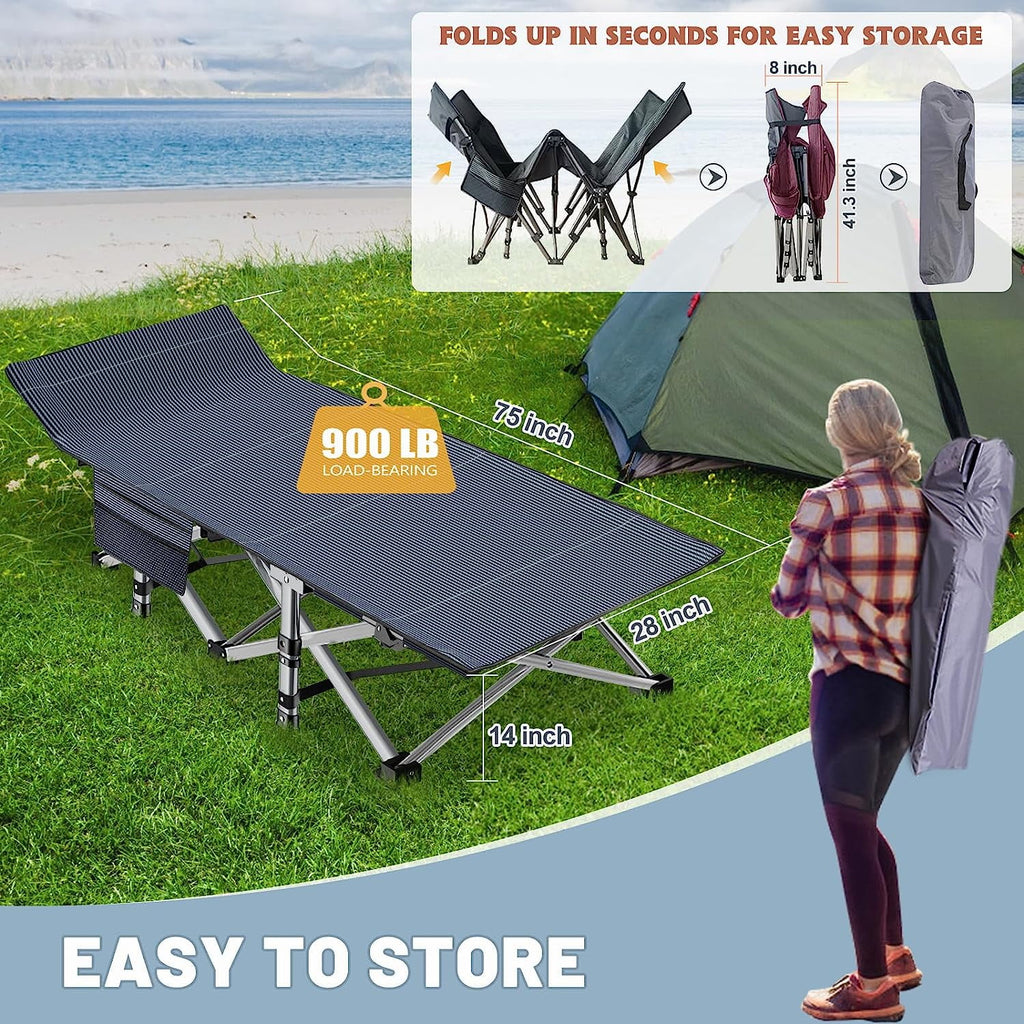 Folding Camping Cot with Mattress & Carry Bag E506