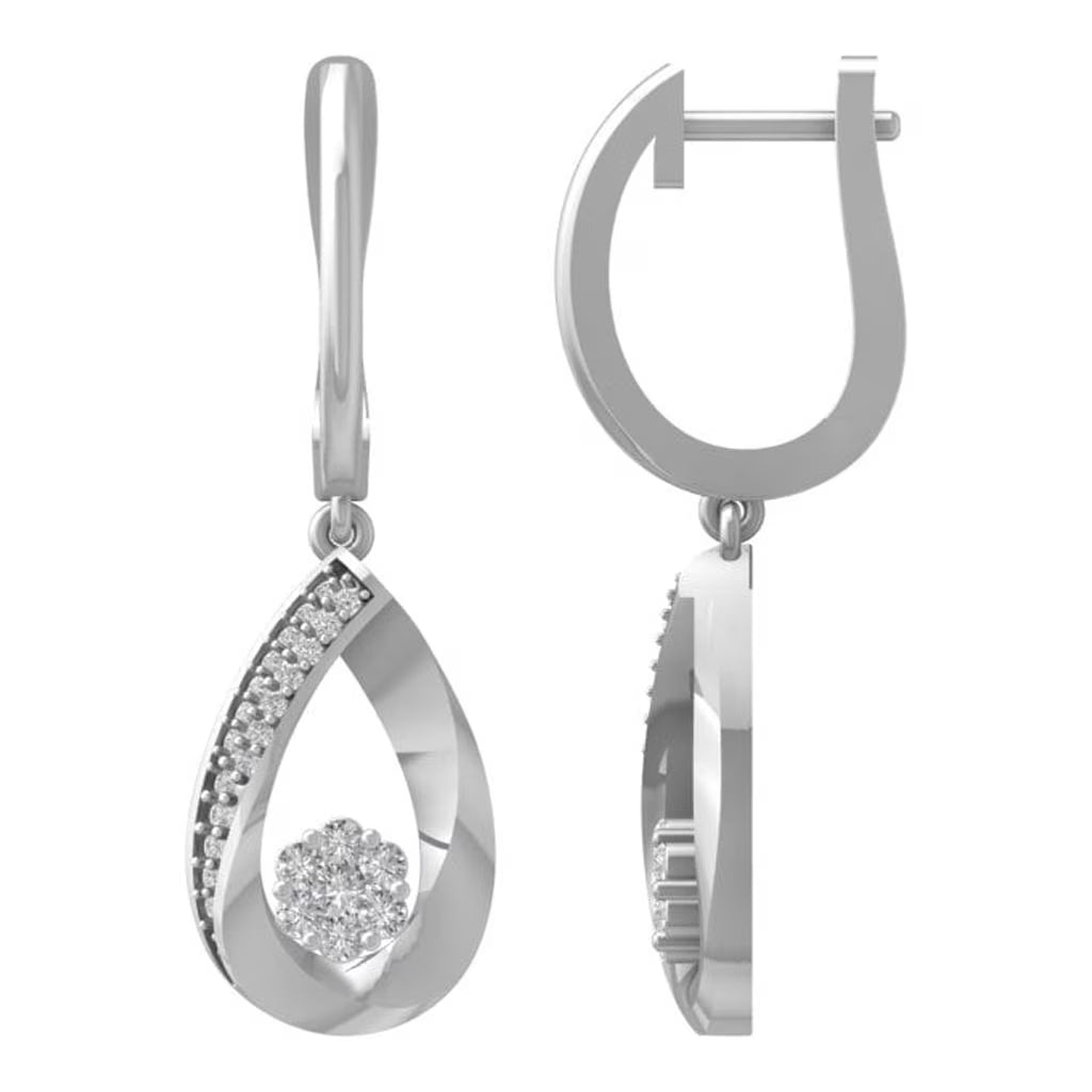 10K White Gold Lab Grown Diamond Drop and Dangle Earrings T884