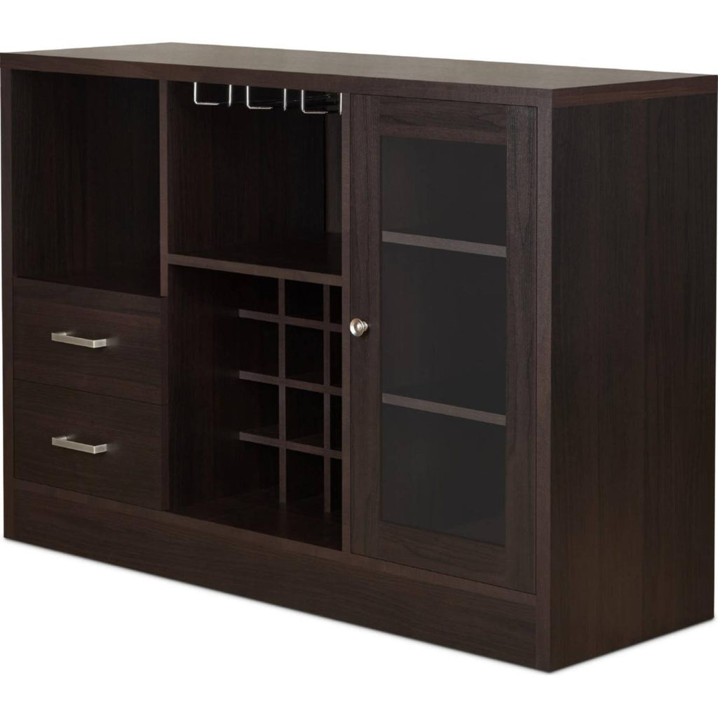 Espresso Brown Wooden Server with Two Drawers I11125