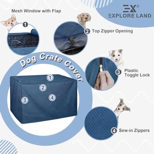 Dog Crate Cover Heavy Duty Polyester Pet Kennel Sunshade 42 inches Black Q558