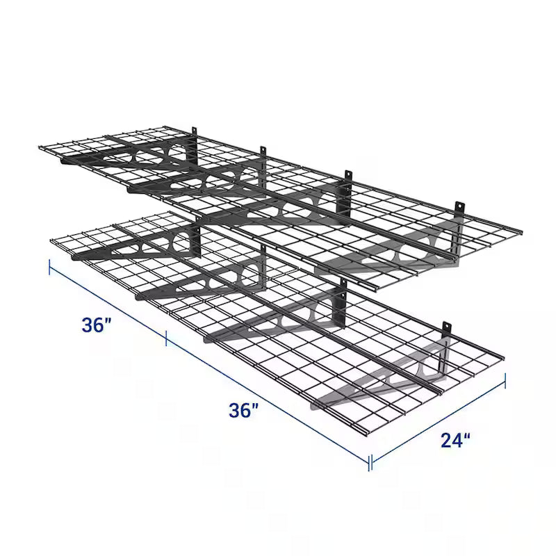 Steel Garage Wall Shelf in Black (4-Pack) L942707