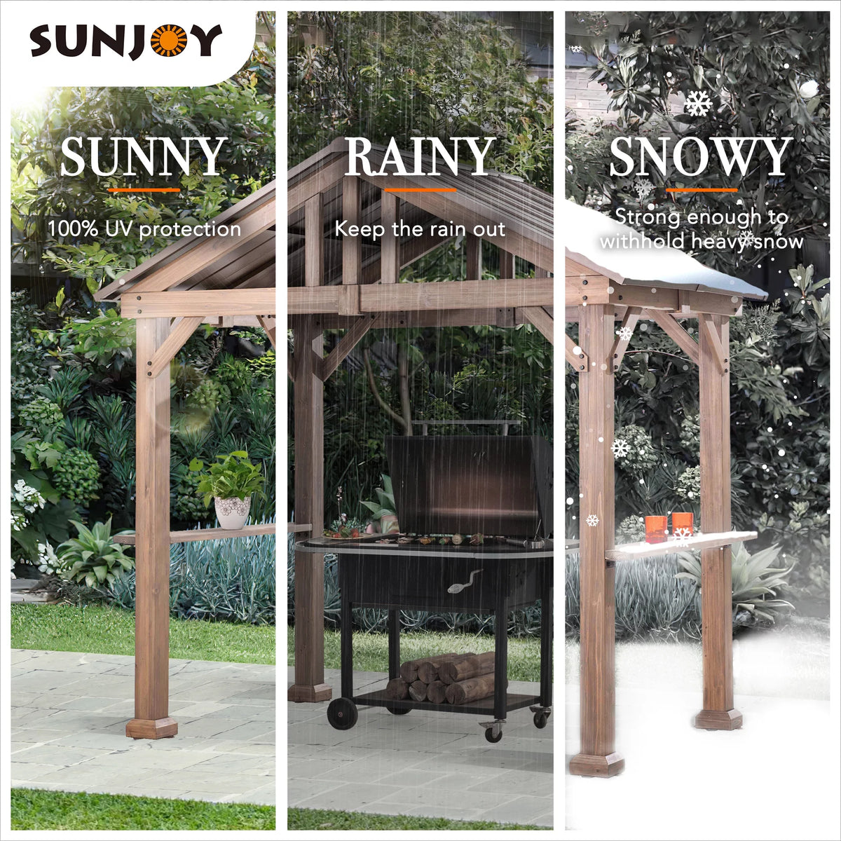 9 ft. x 6 ft. Cedar Wood Hardtop Grill Gazebo U89851