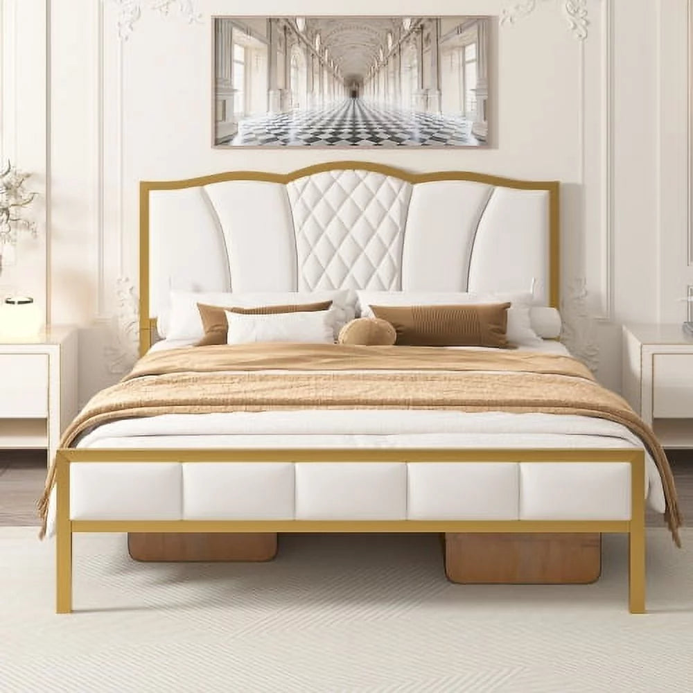 Queen Size Tufted Upholstered Bed Frame with Headboard O625