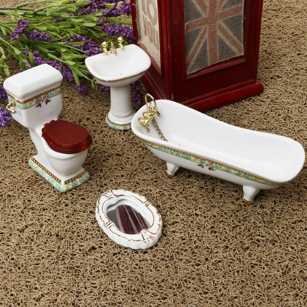 1/12 Scale Mini Furniture Bathtub Toilet Dolls House Accessory N38187