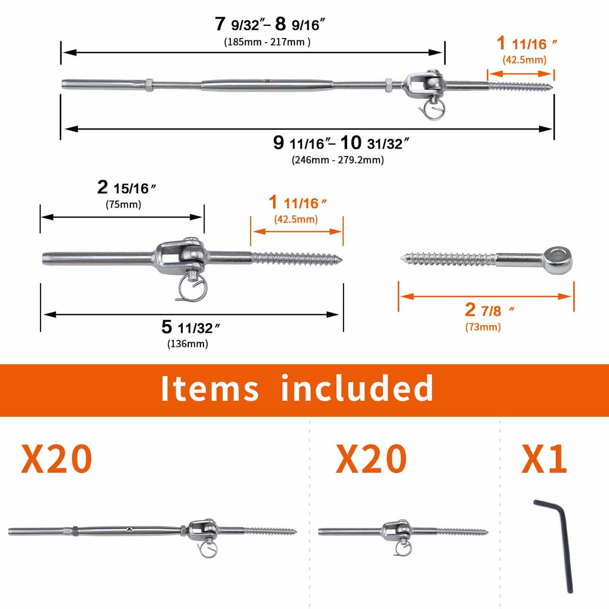 20 Set Stainless Steel Cable Railing Kits P210