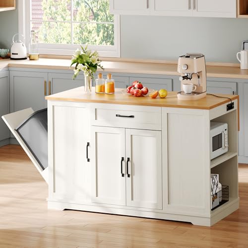 50" Rolling Kitchen Island with Drop Leaf N656