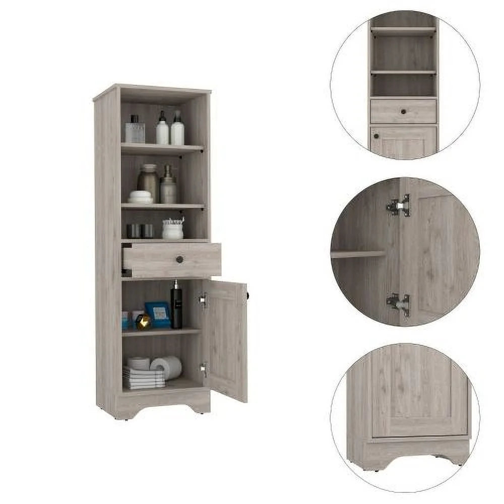 Light Oak & White Single Door Cabinet W452