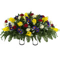 Cemetery Saddle with Red Yellow Purple Wildflowers V275081