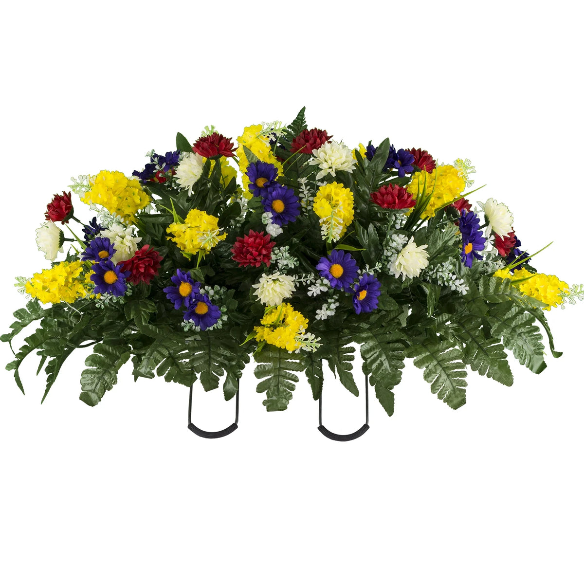 Cemetery Saddle with Red Yellow Purple Wildflowers V275081
