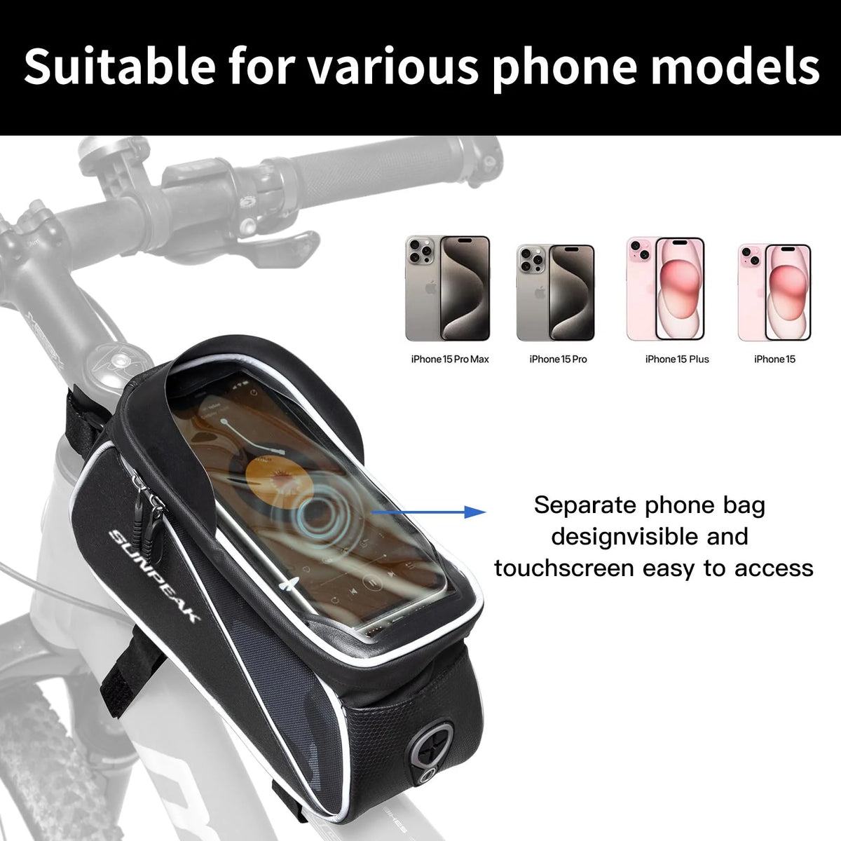 Waterproof Bike Handlebar Bag with Cell Phone Holder G23280