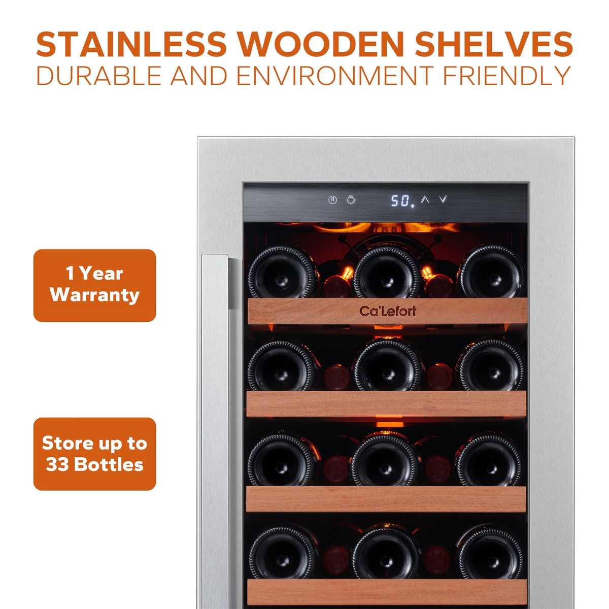 24 inch 54 Bottle Stainless Steel Wine Cooler U218215