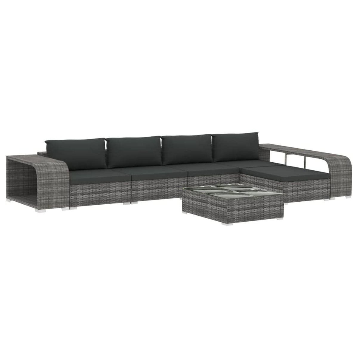 8 Piece Poly Rattan Outdoor Sectional Sofa Set with Cushions H57522