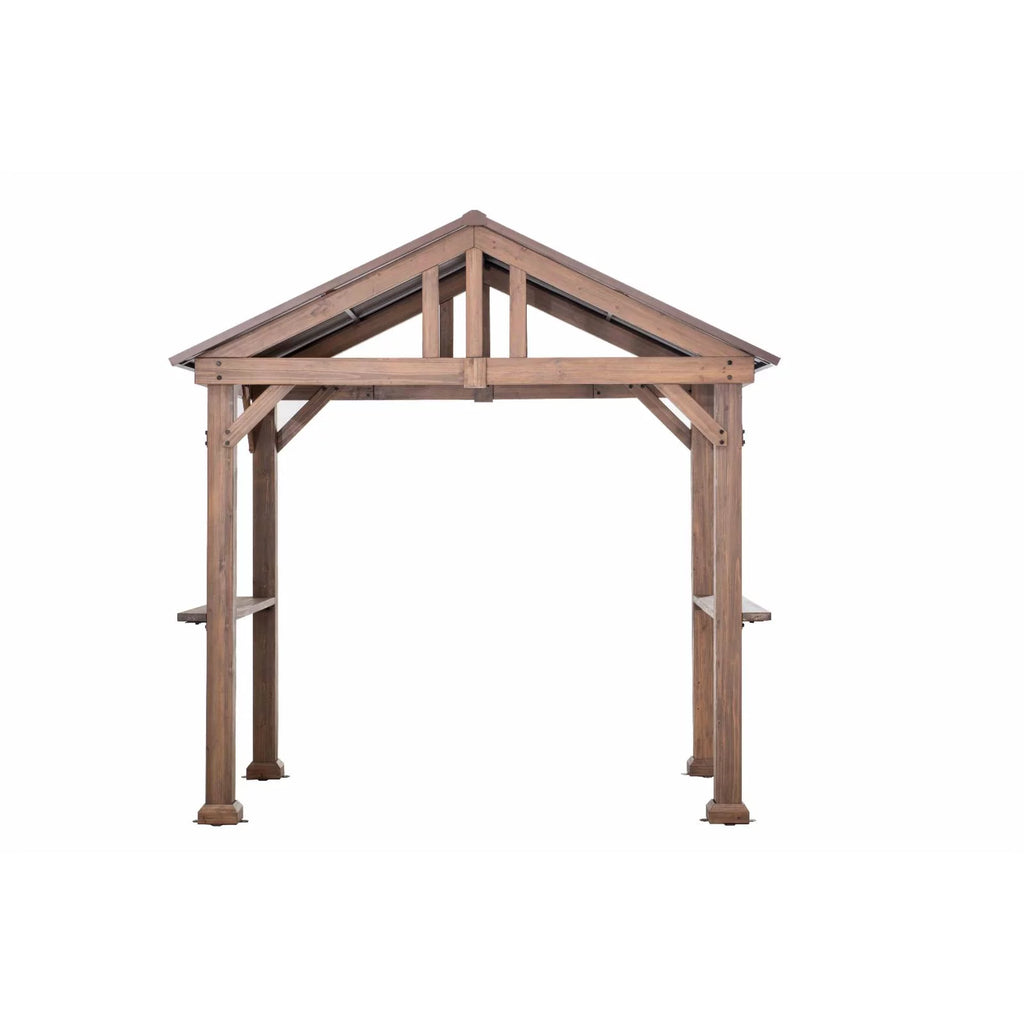 9 ft. x 6 ft. Cedar Wood Hardtop Grill Gazebo U89851