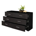 Black 6 Drawer Wood Dresser S6318