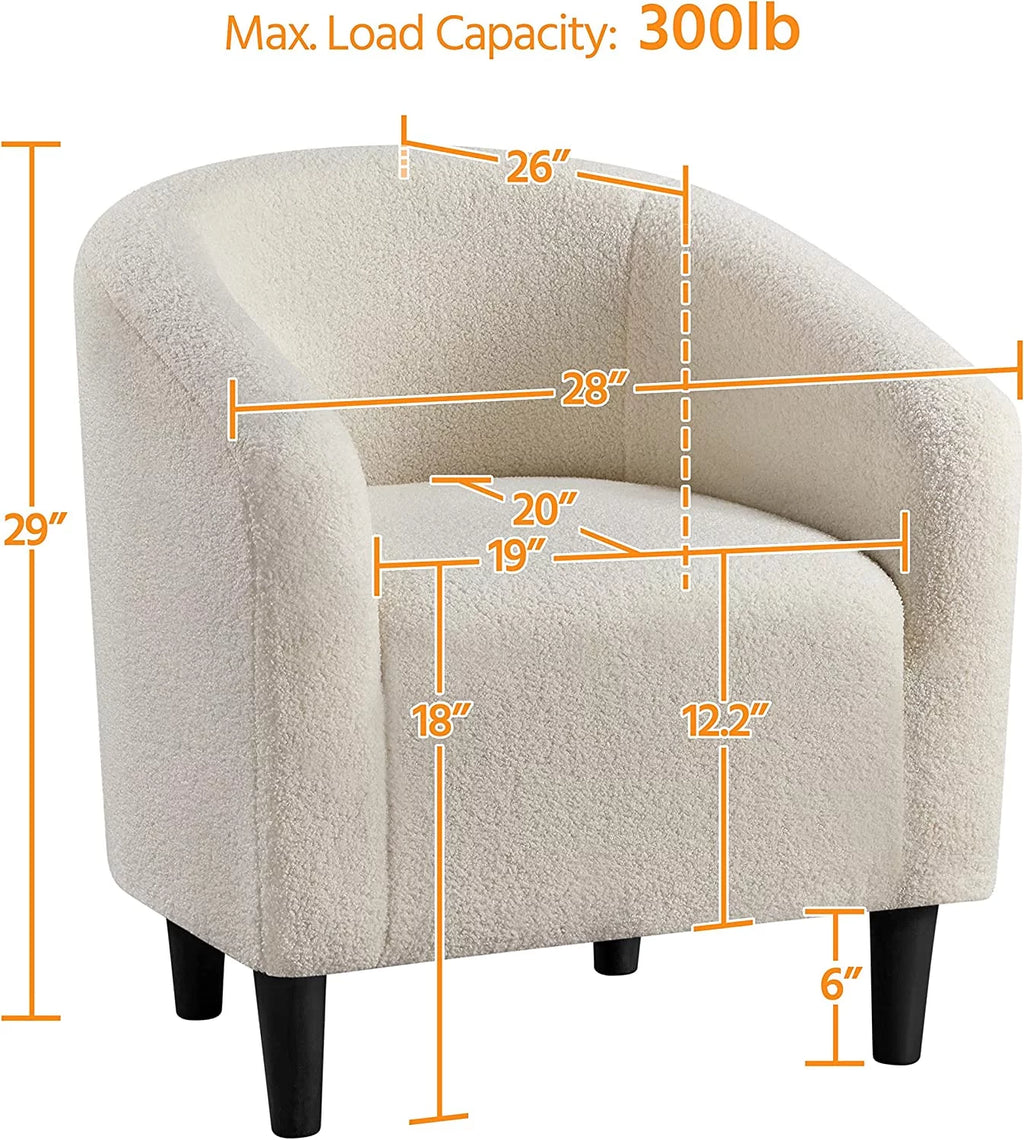 Ivory Faux Fur Barrel Chair H603140