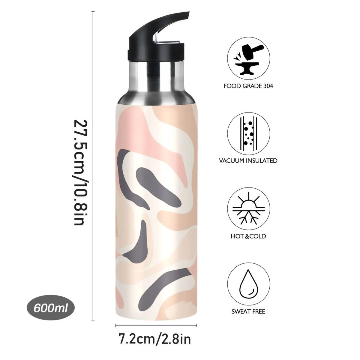 Insulated Stainless Steel Water Bottle with Straw Lid 20 oz I437191