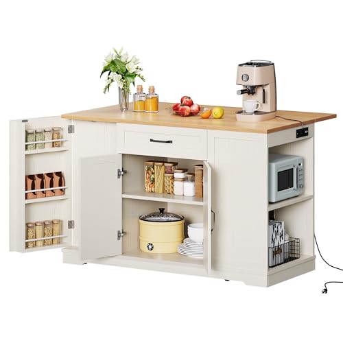 50" Rolling Kitchen Island with Drop Leaf N656