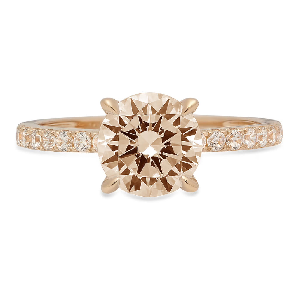 Champagne Simulated Diamond 18k Yellow Gold Ring V405600