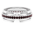 1/2 CT Garnet Two Tone Gold Wedding Band Ring, 925 Sterling Silver N2673