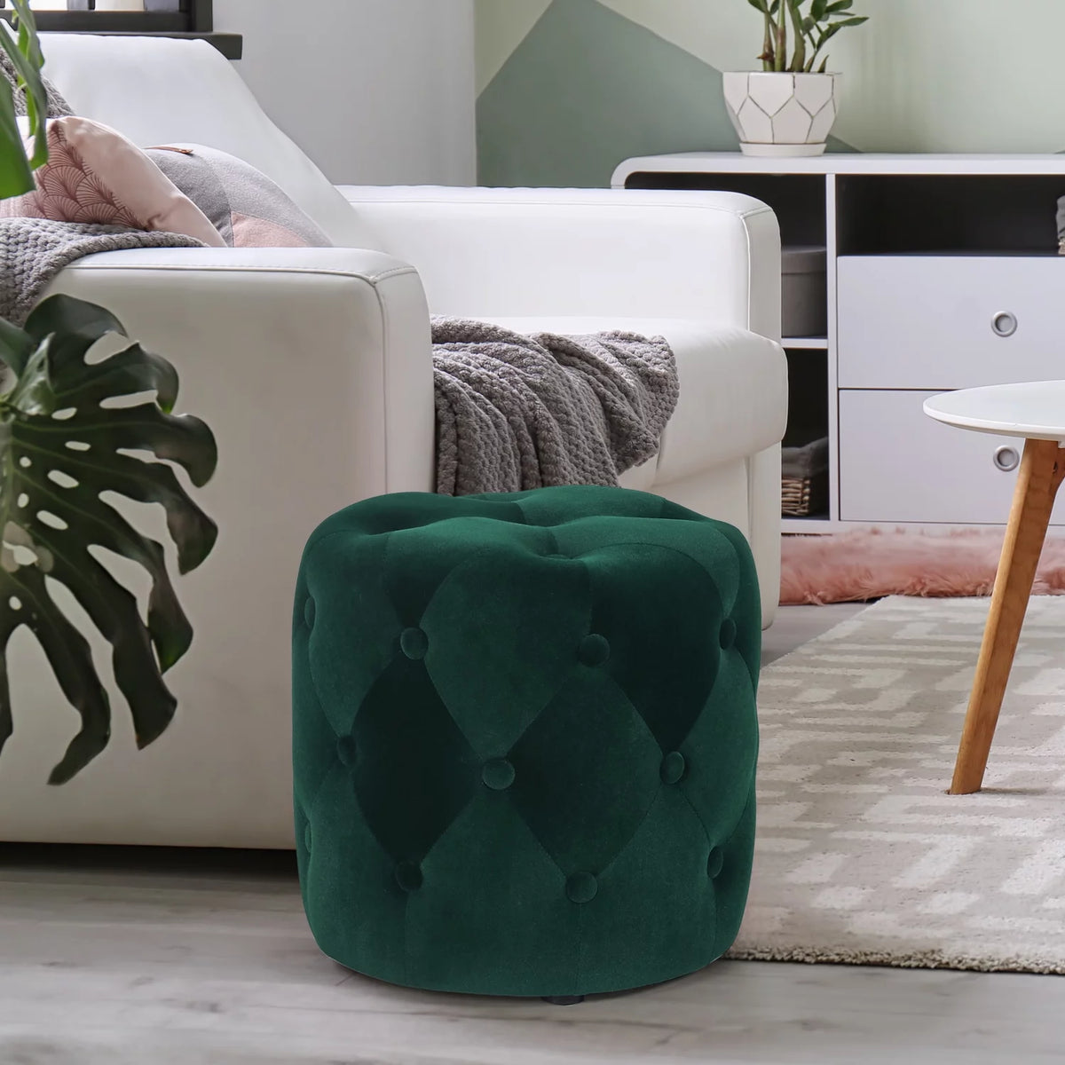 Round Velvet Ottoman R50761
