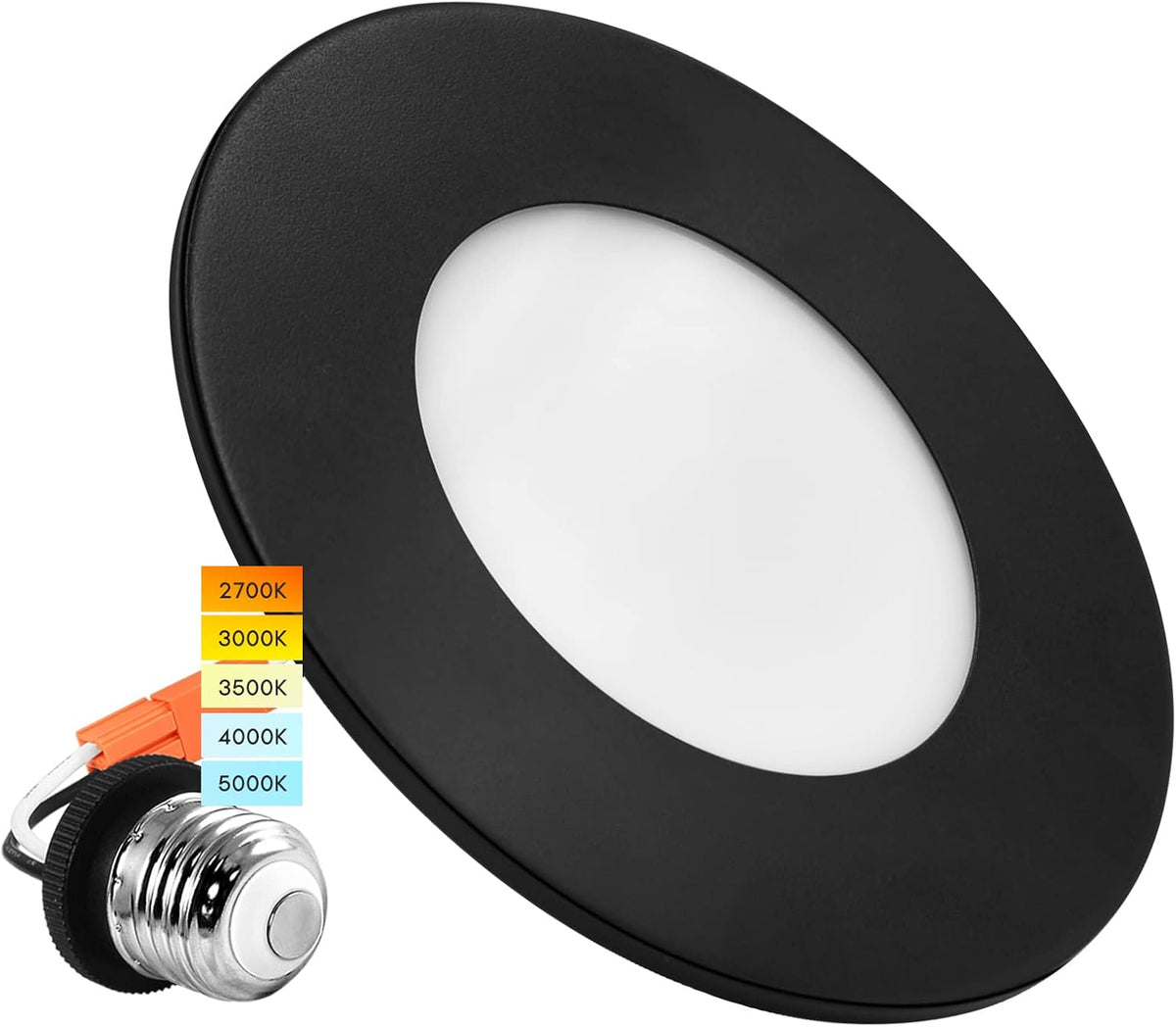 4 Inch LED Recessed Ceiling Light, 5 Color Selectable 2700K-5000K, Dimmable, 500 LM, Chrome Y975242
