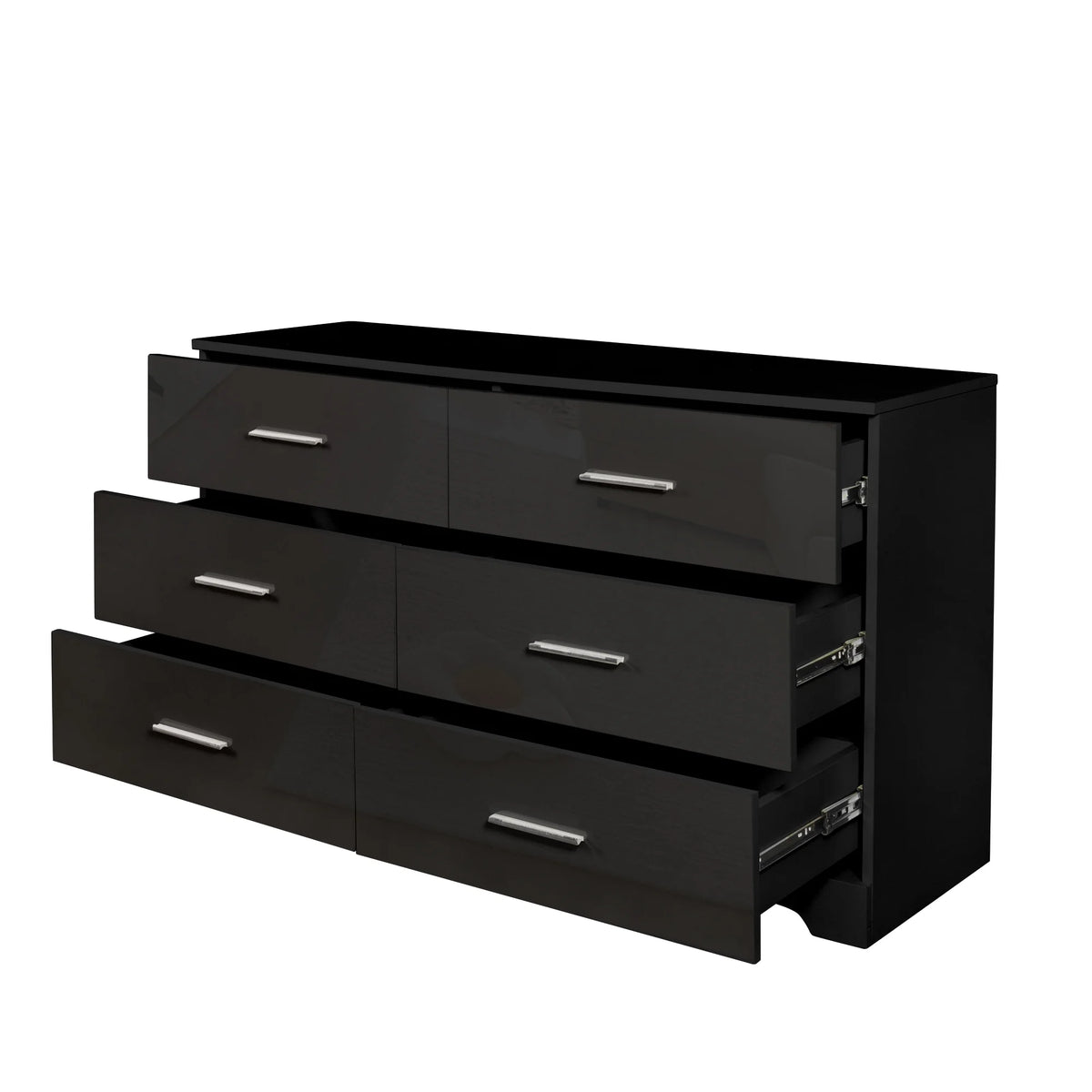 Black 6 Drawer Wood Dresser S6318