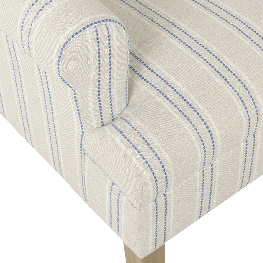 Blue and Off-White Striped Wingback Accent Chair D9775