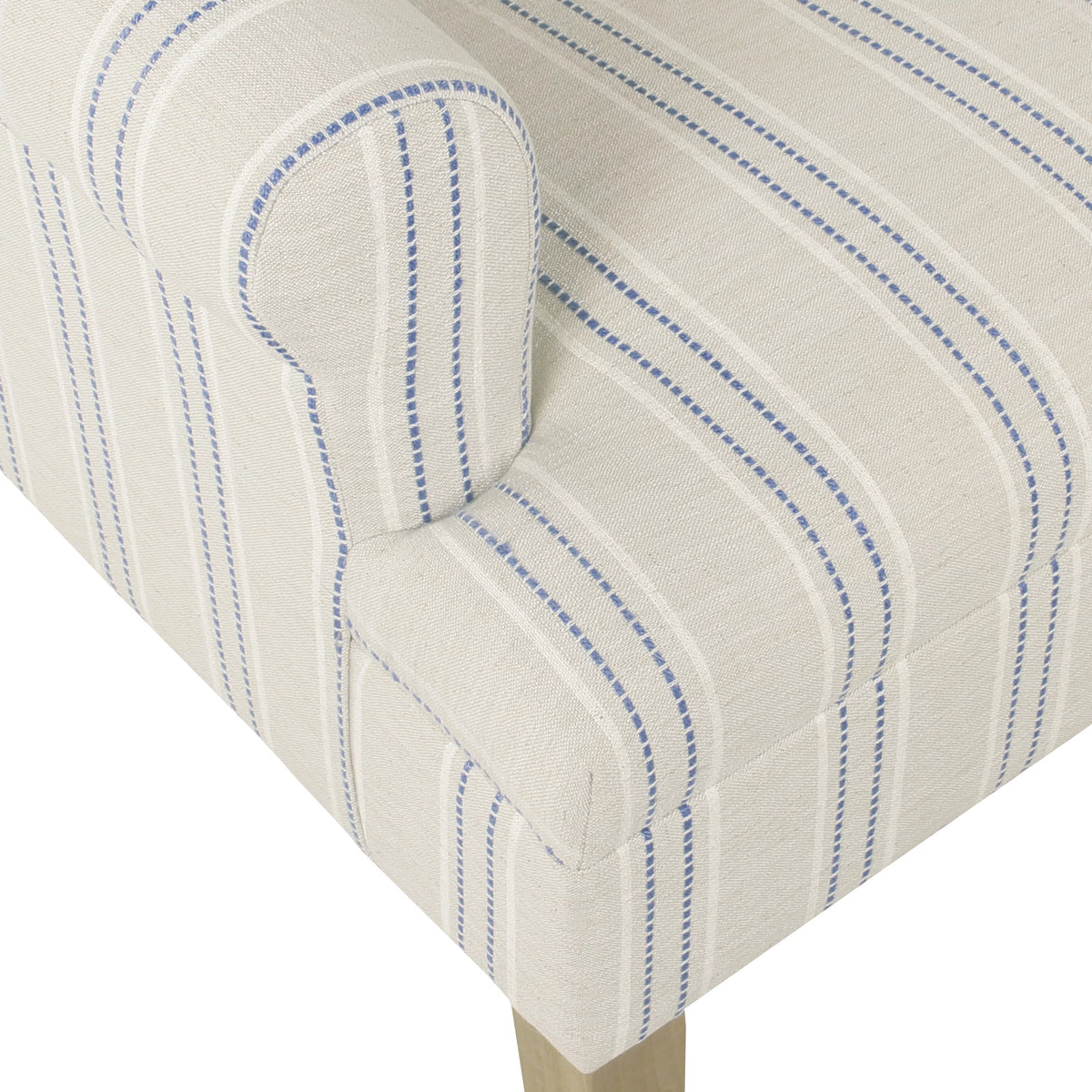 Blue and Off-White Striped Wingback Accent Chair D9775