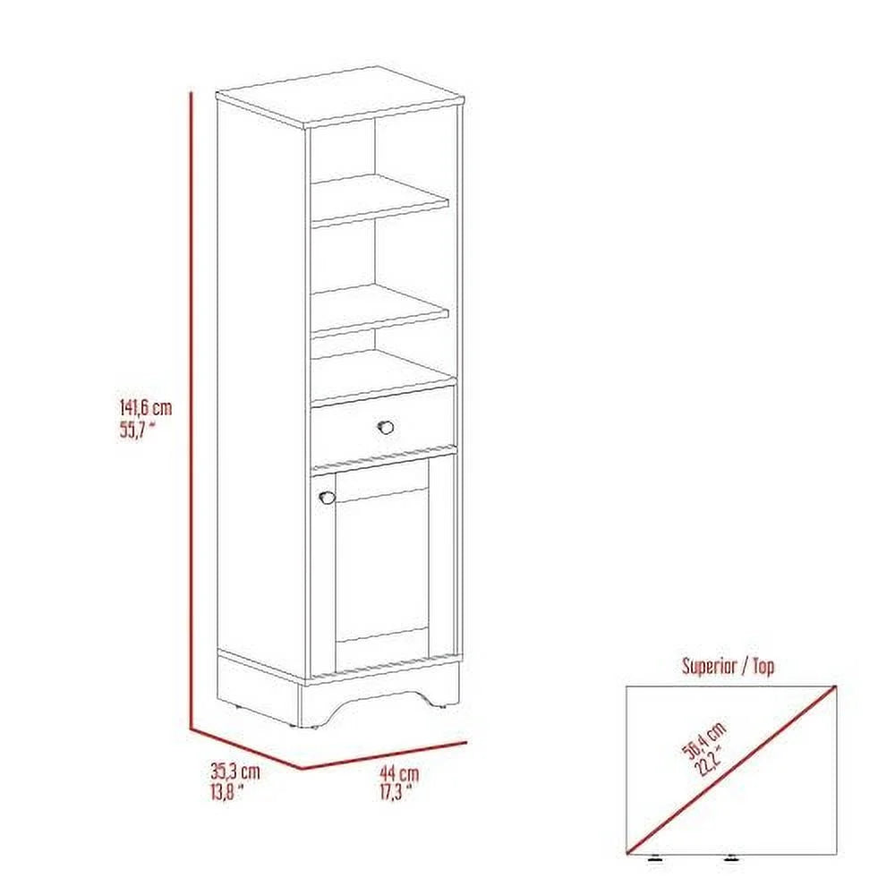 Light Oak & White Single Door Cabinet W452